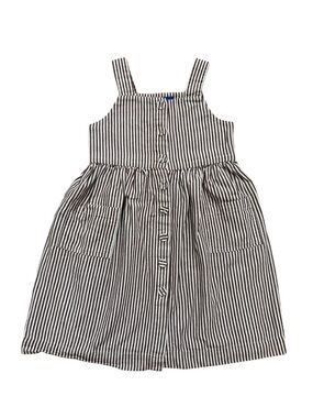 Maison Me by Maisonette Brown White Striped Girls Cotton Pinafore Dress Size 5